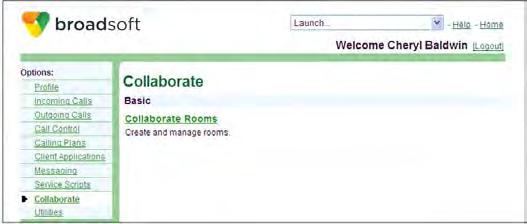 12 Collaborate Use the User Collaborate menu page to create and manage collaborate rooms, which provide audio (and optionally video) conferencing capabilities associated with the multiuser chat rooms