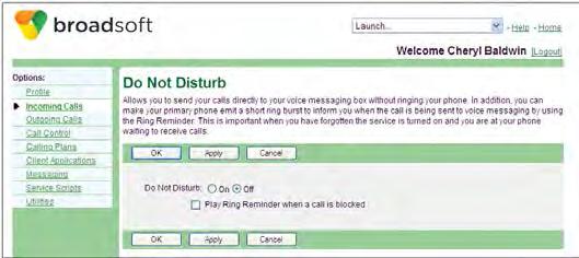 4.13 Do Not Disturb The Do Not Disturb (DND) service allows you to block your incoming calls.