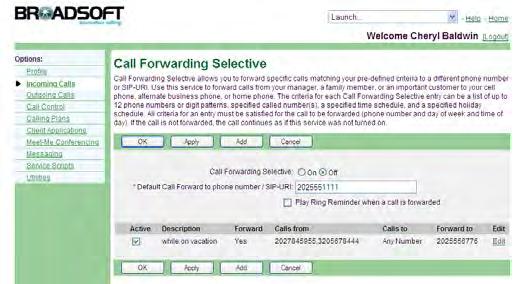 4.18.1 Set Default Forwarding Number Use this procedure to set the default forwarding number or SIP-URI address.