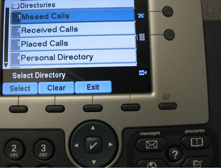 CISCO IP PHONE: BASIC PHONE FEATURES Press the directories button