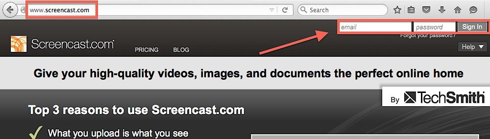 Your Screencast.com Account First log into your Screencast.