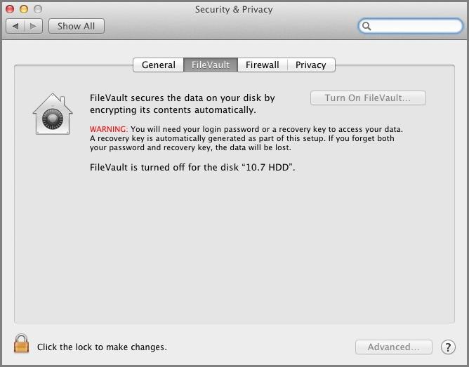Endpoint Encryption Agent Deployment a. Go to System Preferences > Security & Privacy. b. Select the FileVault tab. c. If necessary, click the lock icon ( ) to make changes. d.