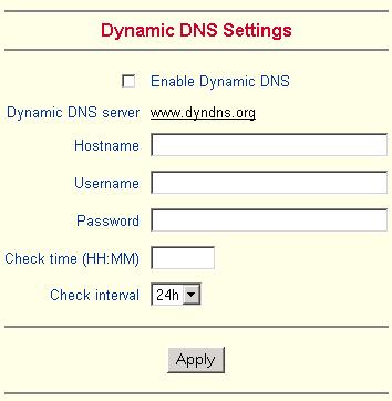 SMART CAT5 SWITCH 16 IP. 2. From the Smart 16 IP menu choose Network Settings / Dynamic DNS. The Dynamic DNS Settings appear. See Figure 25. Figure 25 Dynamic DNS Settings 3.