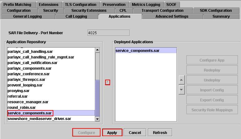 Access the Applications tab for the Service Host Collection in the SIP A/S Element Manager window. From left-hand pane for the SIP A/S Element Manager window shown in Section 5.