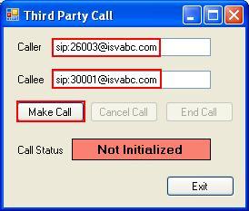 8.1.2. Verify Active Trunk Group Using the SIP Objects.NET Third Party Call client, make a call originating from SIP endpoint 26003 to H.323 endpoint 30001.