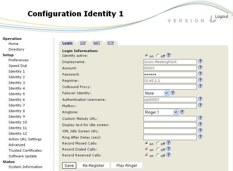 5.3. Administer Identity Select Setup > Identify 1 from the left navigation to display the Configuration Identity 1 screen.