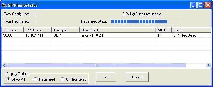 The Avaya IP Office R5 SysMonitor screen is displayed, as shown below. Select Status > SIP Phone Status from the top menu.