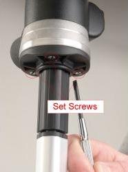To secure the head and the tripod together use a slot screwdriver to tighten the three set