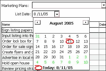 Changing the List Date If you would like to change the list date to a different date, then click on the drop down arrow in the List Date field.