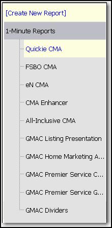 Selecting a CMA Report In the left column, you have a list of ten 1- Minute Reports.