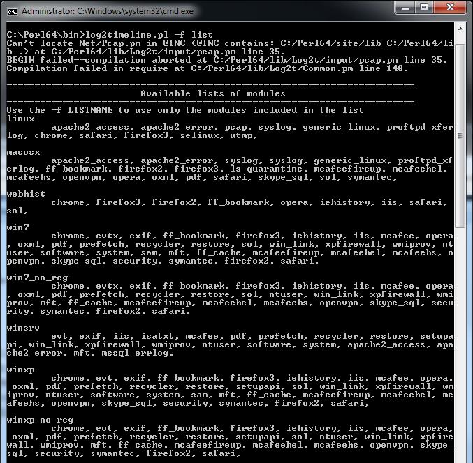 Figure 1 1.4.4 Other Log2Timeline Options Log2Timeline allows the standard output (STDOUT), the information displayed in the command/terminal window, to be saved as a text file for later review.