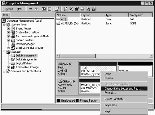 For Windows NT, go to Start -> Programs -> Administrative Tools -> Disk Administrator. For Windows 2000, go to Start -> Programs -> Administrative Tools ->Configure Your Server.