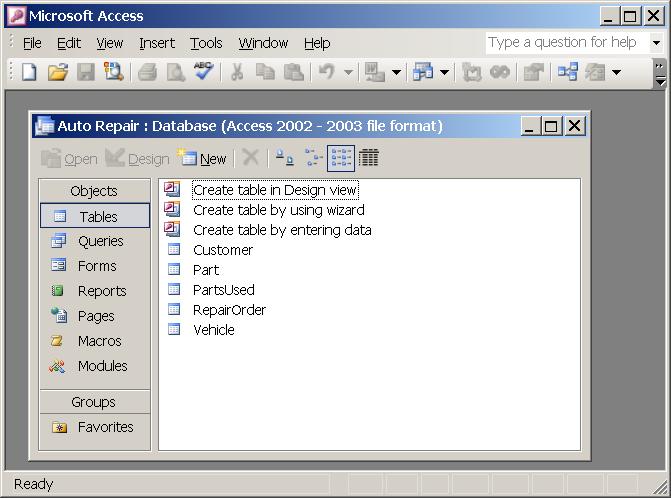 9/1/2012 Chapter 1: Introduction to Microsoft Access 2003 Page 18 Menu items and toolbar icons depend on the object and the property in which you are working.