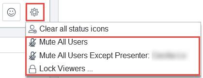 4. Conference Moderator can clear all conference participants status by clicking on the gear icon, then select Clear all status icons.