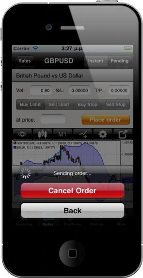Order Confirmation Once deciding to create a Buy or Sell order or even when creating a pending, a screen (as