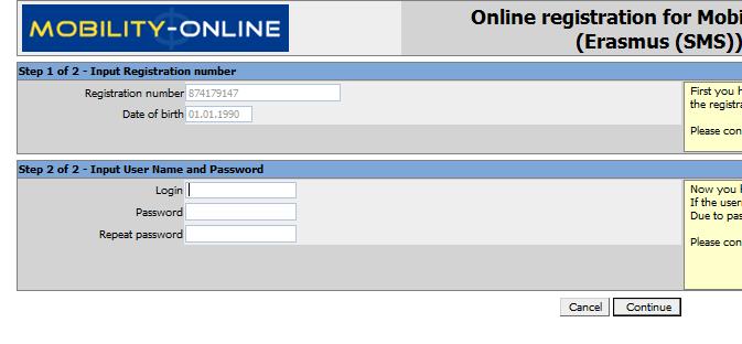 Choose a login and password (the password should be at least 6 digits, one number, at least one upper case letter and no special characters).