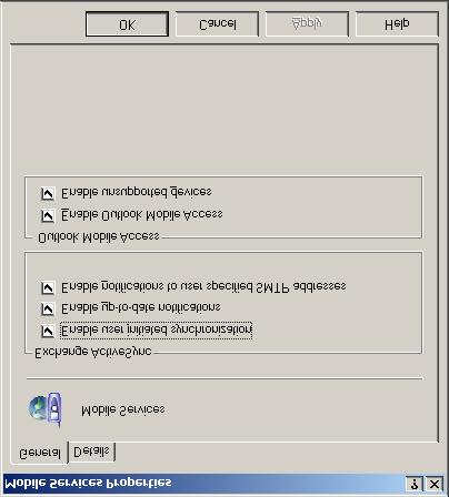 Figure 2: Mobile Provider Properties OMA properties In this dialog box you can configure Exchange Active Sync and