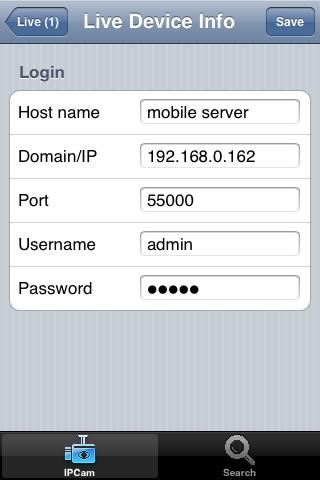 3. Type the connection information, login username and password of the GV-Mobile Server. Figure 5-6 Host name: Name the GV-Mobile Server.