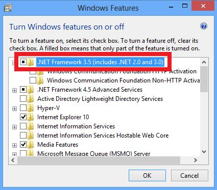 Select Turn Windows features on or off under the Programs and