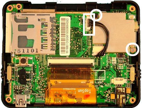 Disconnect the GPS cable from the Mainboard (see the square in Fig. 6). 2.