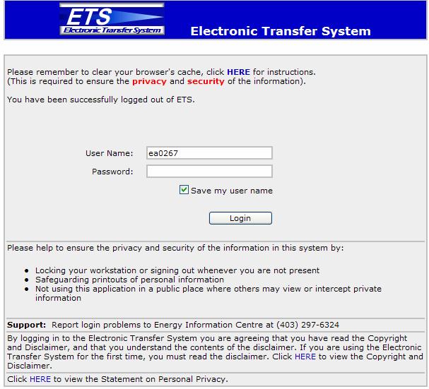 2.2 Logging On To Log onto to the ETS web site: 1.