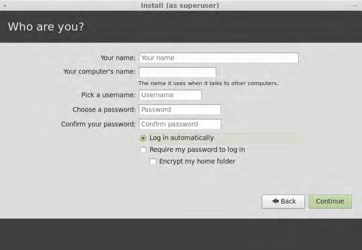 (Make the password simple for now. You can change it later.) Also check the box for log in automatically.
