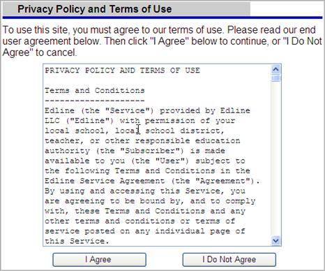 5. You will see Edline's Privacy Policy and Terms of