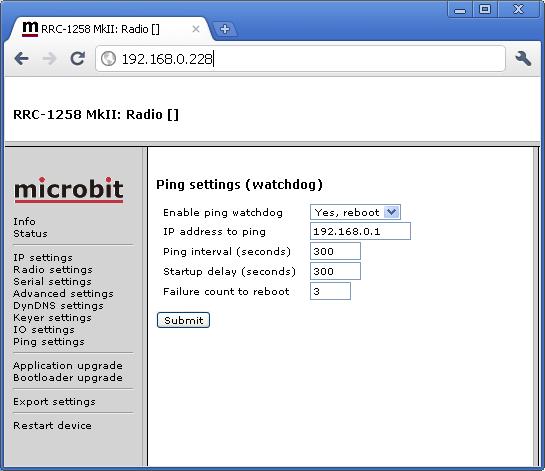 Ping settings (only Rdio-RRC) The Rdio-RRC hs Ping Wtchdog function which cn be used s n extr security. This function is quite common in network equipments.