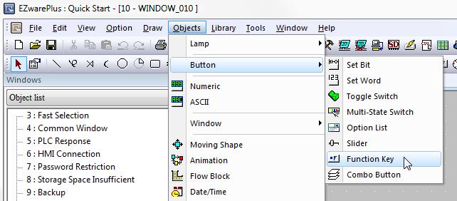 EZware Quick Start Guide 13 Navigating windows Now that the project includes multiple windows, the operator needs a way to navigate between them.