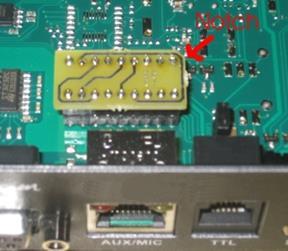 For your reference the picture below shows how the strppings re done on the smll pcb. JMP should be in plce when using Elecrft MH2 Mic nd removed when using for exmple Heil hedset.