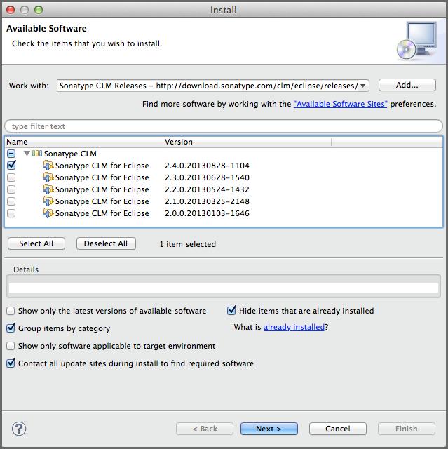 Sonatype CLM - IDE User Guide 3 Warning This guide assumes an installation of the currently released version of the Sonatype CLM for IDE plugin and the compatible Sonatype CLM Server.