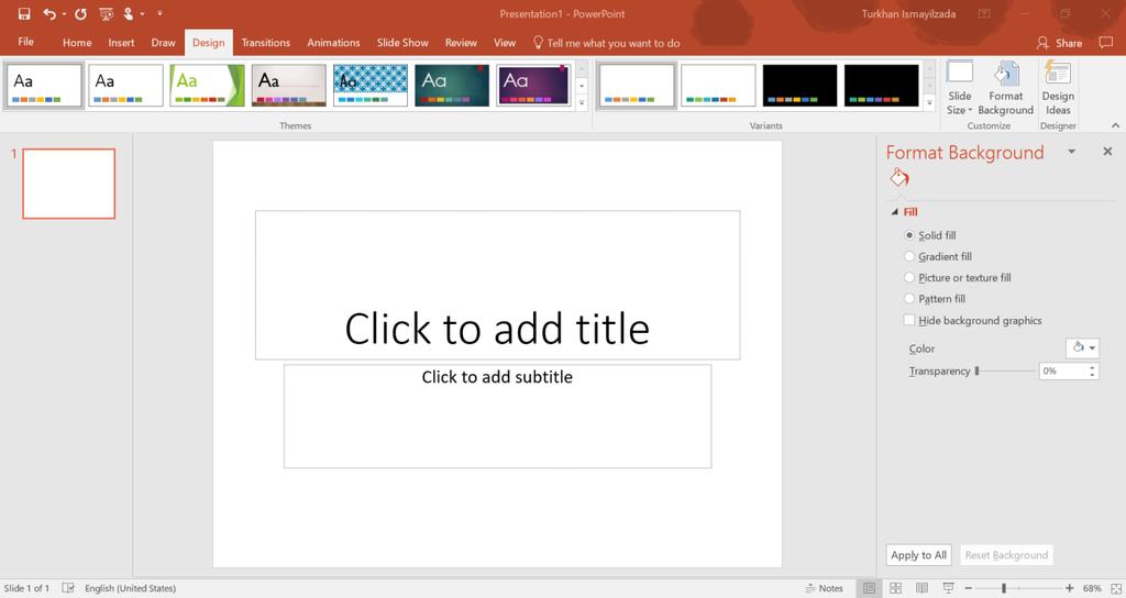 Note that this changes the orientation for the entire presentation and not for a single selected slide.