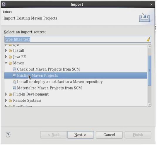 Step Instructions 1. Inside Eclipse, click File > Import. Then under Maven, select Existing Maven Projects. 2.