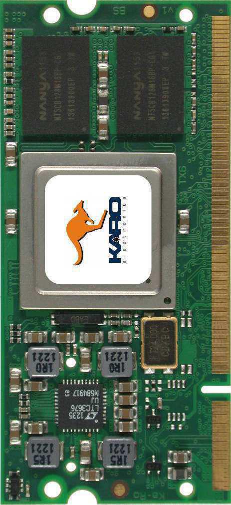 TX6Q Computer On Module Processor Freescale i.mx 6Quad, 1GHz RAM 1GB DDR3 SDRAM 64-bit ROM 128MB NAND Flash Power supply Single 3.1V to 5.5V Size 31mm SO-DIMM Temp.-Range -20 C.