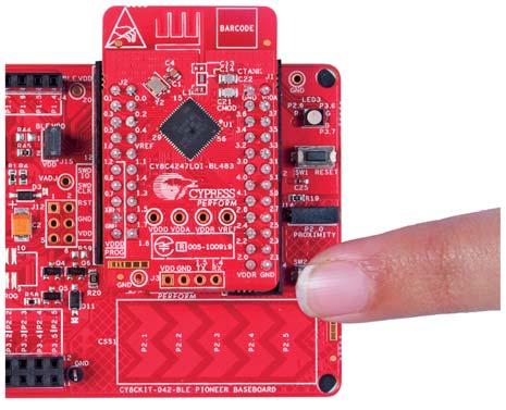 Example Projects 9. Press the SW2 button on the BLE Pioneer Kit to send the next alert level to the BLE Dongle. The alert level will rotate from No Alert to Mid Alert to High Alert. Figure 4-54.