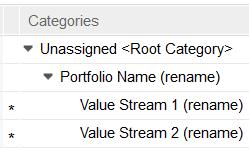 1 (rename) and Value Stream 2 (rename): Your work item categories should