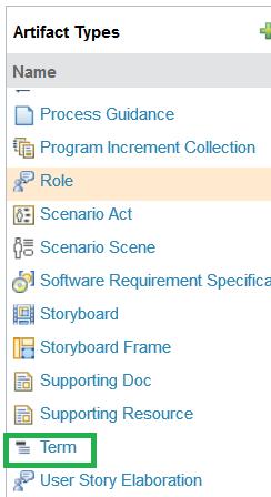 2. Ensure the Use artifacts of this type as glossary terms checkbox is selected in the Artifact roles: