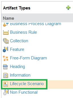 2. Change these details: Name: [SAFe] Lifecycle Scenario Icon: Description: The Lifecycle Scenario illustrates the Vision by providing and end-to-end usage model for a solution.