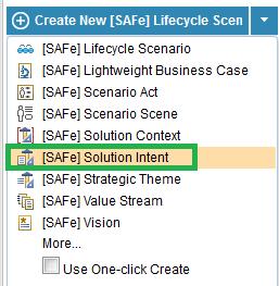 5. Click SAFe Artifact Templates in the breadcrumb trail at the top of your artifact to return to that folder: SOLUTION INTENT TEMPLATE 1.