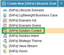 5. Click SAFe Artifact Templates in the breadcrumb trail at the top of your artifact to return to that folder: SOLUTION CONTEXT TEMPLATE 1.