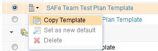 Set the following fields to create the Value Stream Test Plan Template and