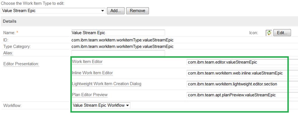45. Save your changes. CAPABILITY 1. Select Types and Attributes. 2. Select Add to add a new Work Item Type. 3. Specify these details: Name: Capability ID: com.ibm.team.workitem.workitemtype.