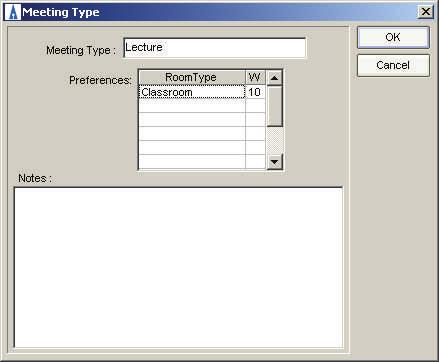 Page 2 Meeting Type Preferences Continue 3. Click in the Room Type grid to select types and set weights. See figures below. 4.