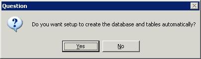If you specified Microsoft SQL Server on the Database Selection dialog, the Question dialog box will follow.