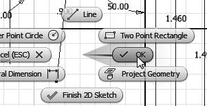 2-18 Learning Autodesk Inventor 5. Left-click once on the icon to activate the General Dimension command.