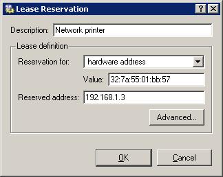 2.6 DNS configuration and setting of DNS Forwarder Figure 2.13 DHCP server reserving an IP address for a printer Notes: 1.