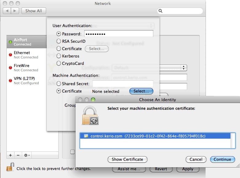 Configuring IPsec VPN client on Apple OS X with machine authentication