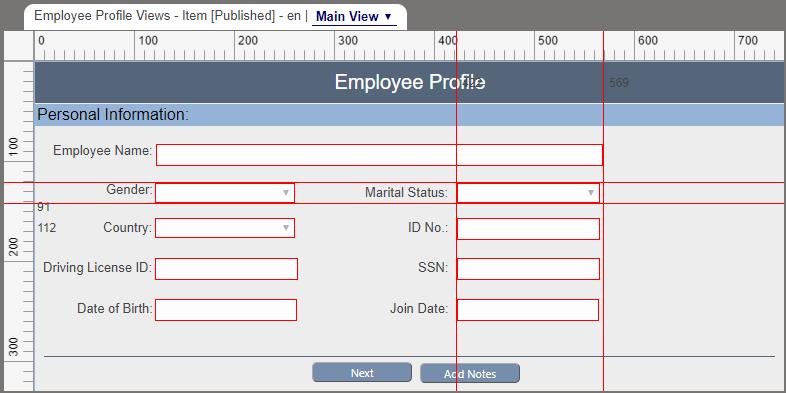 Grid Background: This property is for showing or hiding the grid background of the form view in the workspace editor.