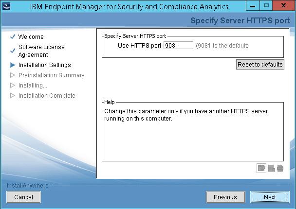 Note: Security and Compliance Analytics uses HTTPS by default from ersion 1.6 and later. 4.