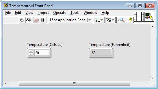 The Front Panel may look like this: The conversion formula is as follows: Temperature.vi T!
